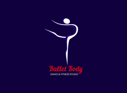 芭蕾舞的身体工作室设计模板.人们性格的标志.