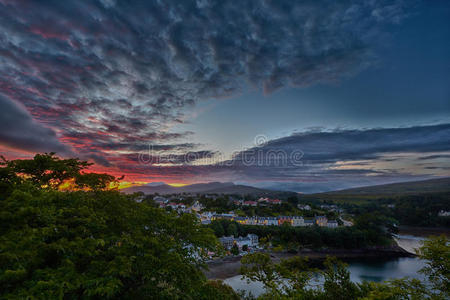 日落前的波特里风景，苏格兰