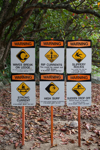 夏威夷海滩冲浪场警告标志