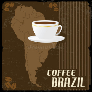 咖啡巴西复古海报