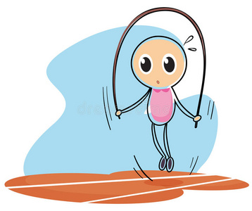 素描写生小孩小孩玩跳绳的素描照片