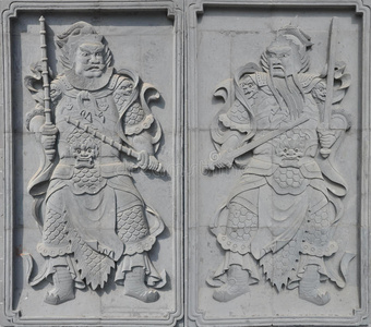 门神一对砖雕门神照片