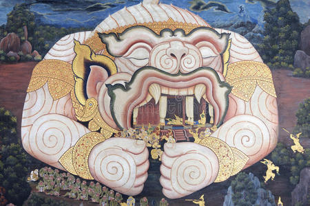 泰国曼谷瓦普拉考的罗摩衍那壁画