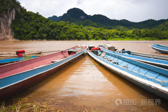 生活 长尾 钓鱼 建造 长的 文化 瓦卡 老挝 国家 驳船