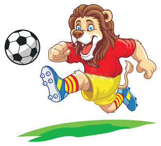 狮子踢足球照片