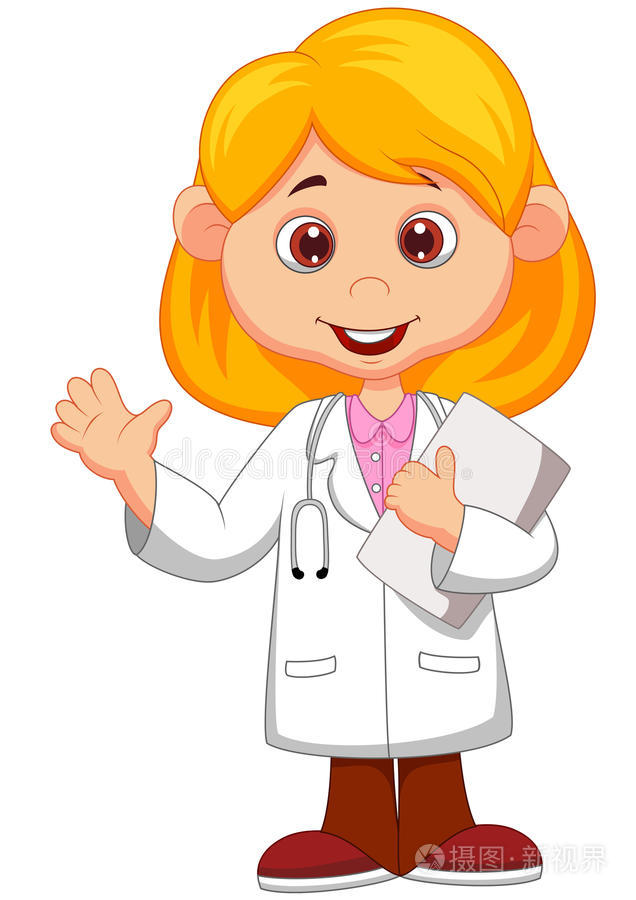 可爱的小女博士卡通挥手