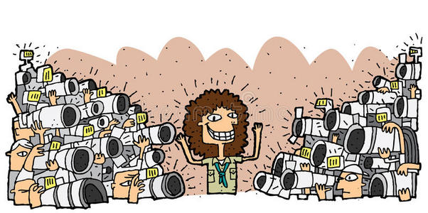 著名的人物被成群的狗仔队包围着照片