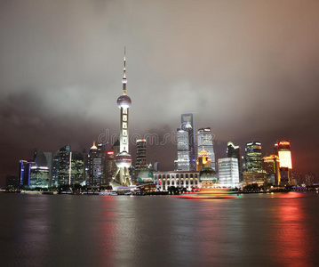 中国。上海夜景。浦东新区
