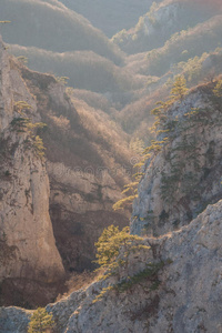 峡谷中的石山