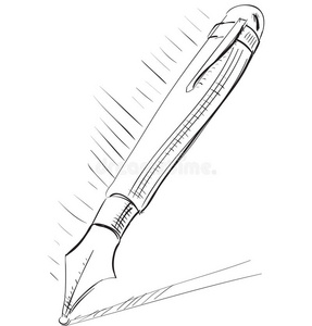 钢笔卡通矢量插图照片