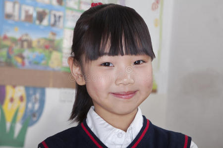 中国北京教室里的女学生画像
