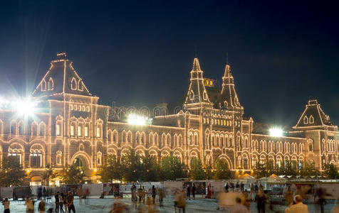 夜间储存口香糖，红场，莫斯科，俄罗斯联邦
