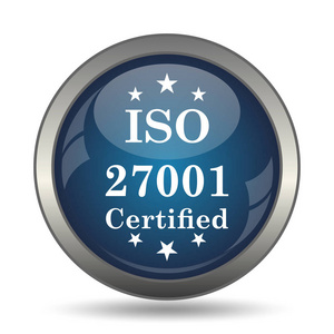 Iso 27001 图标。白色背景上的互联网按钮