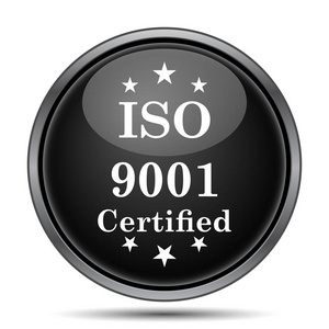 Iso9001 图标。白色背景上的互联网按钮