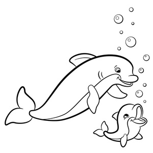 海豚游泳简笔画图片