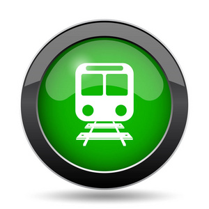 火车图标, 绿色网站按钮白色背景