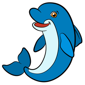 孩子们的卡通动物.可爱的小海豚跳跃照片