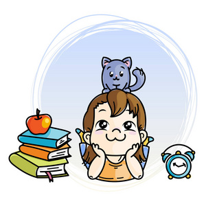 可爱的学校孩子准备接受教育照片