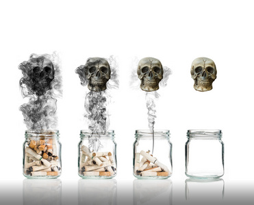 瓶与烟燃烧生命的烟蒂是头骨，世界无烟日