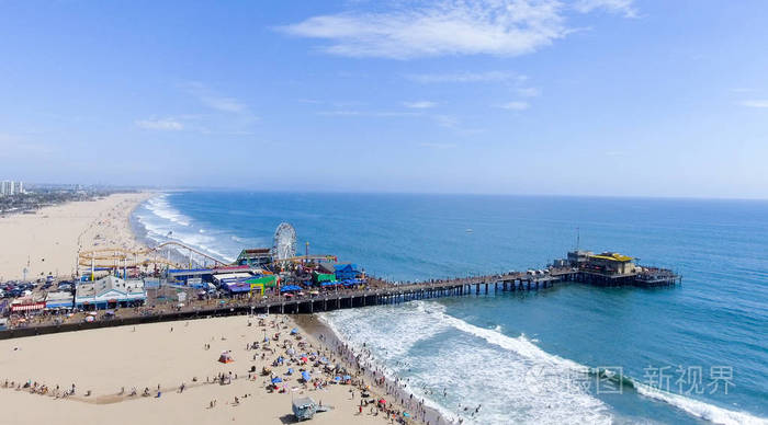 圣莫尼卡码头鸟瞰图, 加利福尼亚-美国