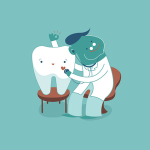 牙医检查牙齿的良好健康, 牙科概念
