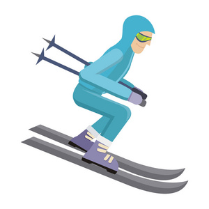 孤立在白色的滑雪者。滑雪的人。矢量