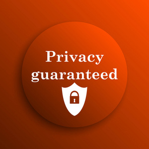 隐私保证图标。橙色背景上的互联网按钮