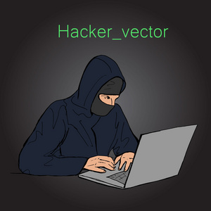 程序员手绘黑客图标矢量照片