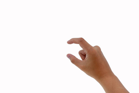 右手拿雪糕右手拿着像瓶子或智能手机上的白色背景, 孤立照片