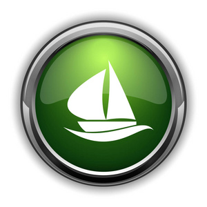 帆船图标。帆船网站按钮白色背景