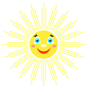 微笑与光线的不同形状的太阳