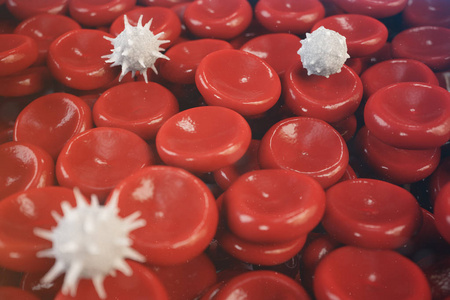 红细胞白细胞或白血球, 是免疫系统的细胞, 感染。人类的医学概念。3d 插图