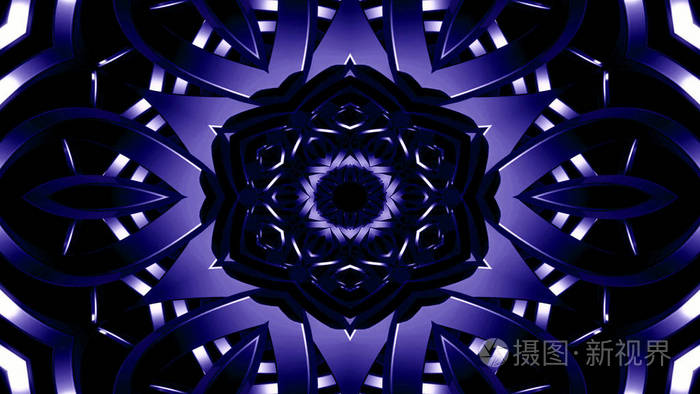 抽象金属工业与技术概念对称图案观赏装饰万花筒运动几何圆和星形