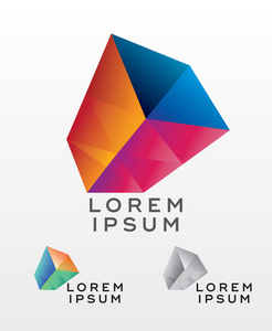 抽象的多维数据集的会徽设计照片