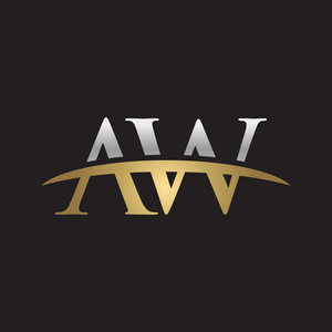 首字母 aw 银金耐克标志旋风 logo 黑色背景照片