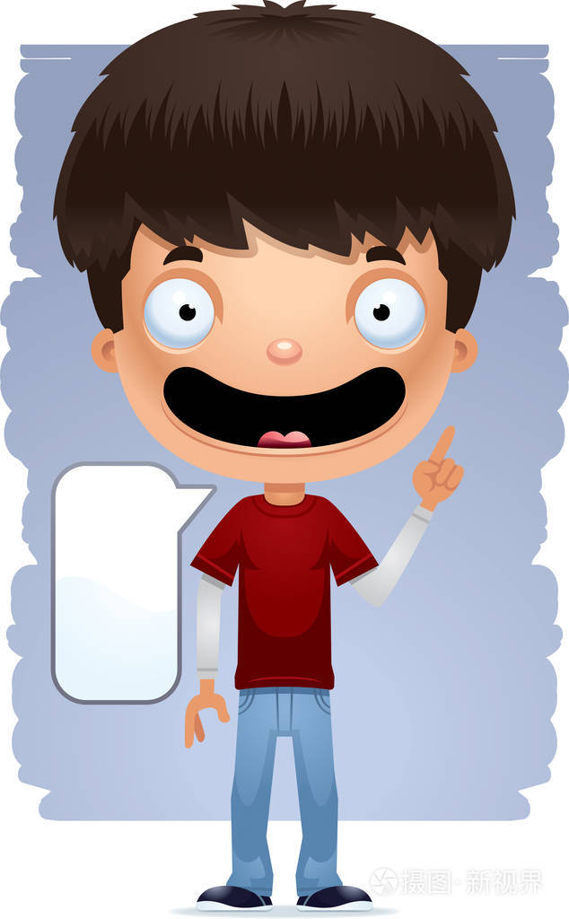 十几岁的男孩说话的卡通插图