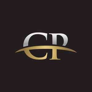 首字母 cp 银金耐克标志旋风 logo 黑色背景照片