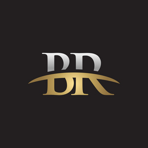 首字母 br 金银耐克标志旋风 logo 黑色背景照片