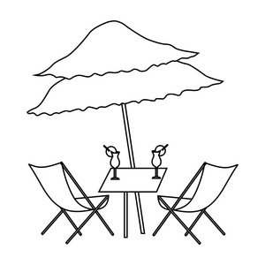 鸡尾酒的大纲符号沙滩桌鸡尾酒图标,大纲样式照片