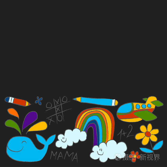 幼儿园涂鸦图片彩色粉笔