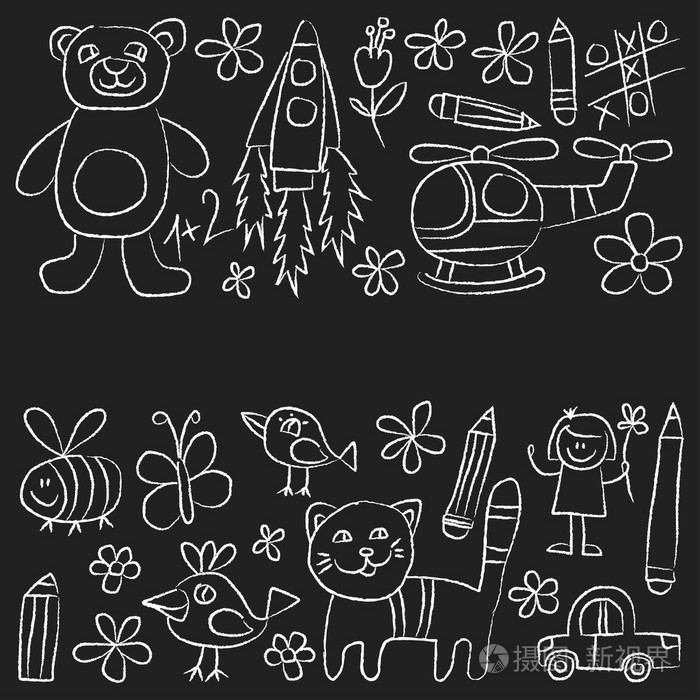幼儿园涂鸦黑板上的图片