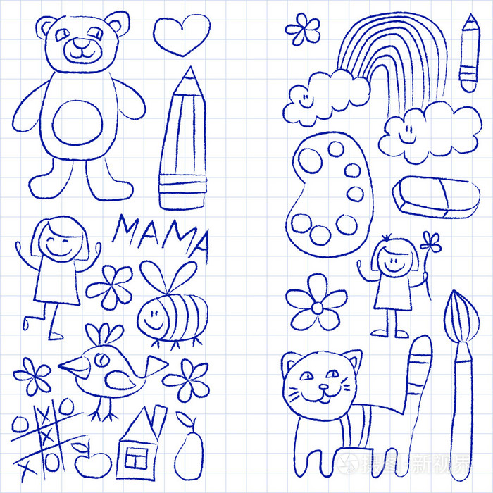 幼儿园涂鸦记事本纸上的图片