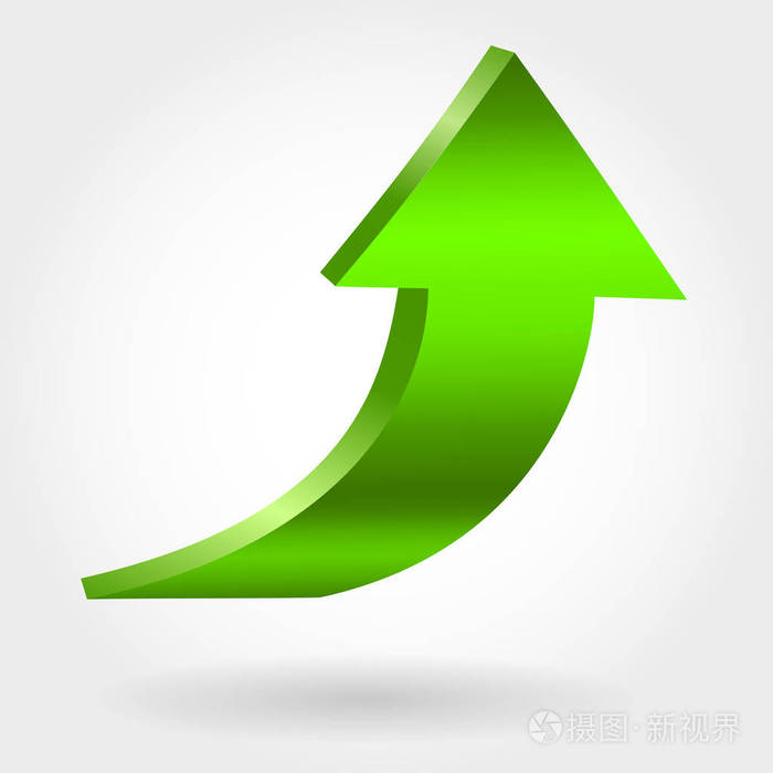 向上的绿色箭头