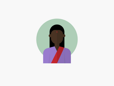印度女子卡通头像平面设计图标图片