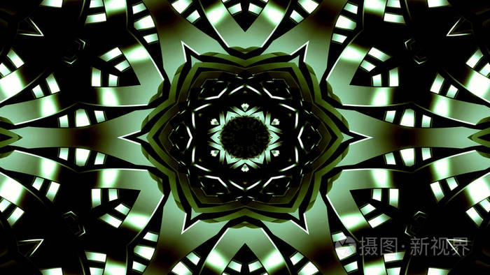 抽象金属工业与技术概念对称图案观赏装饰万花筒运动几何圆和星形