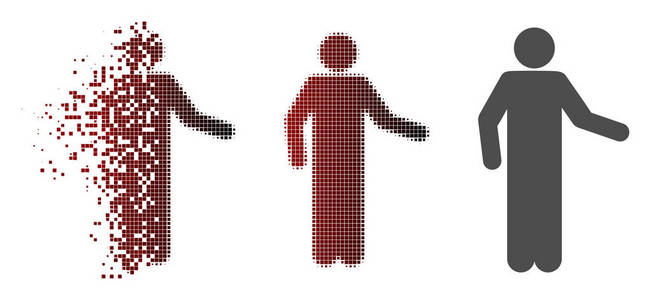 人物消失移动虚线半色调邀请姿势图标照片