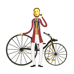 麦克米伦的自行车第一复古自行车 1839年孤立在白色背景上。矢量图