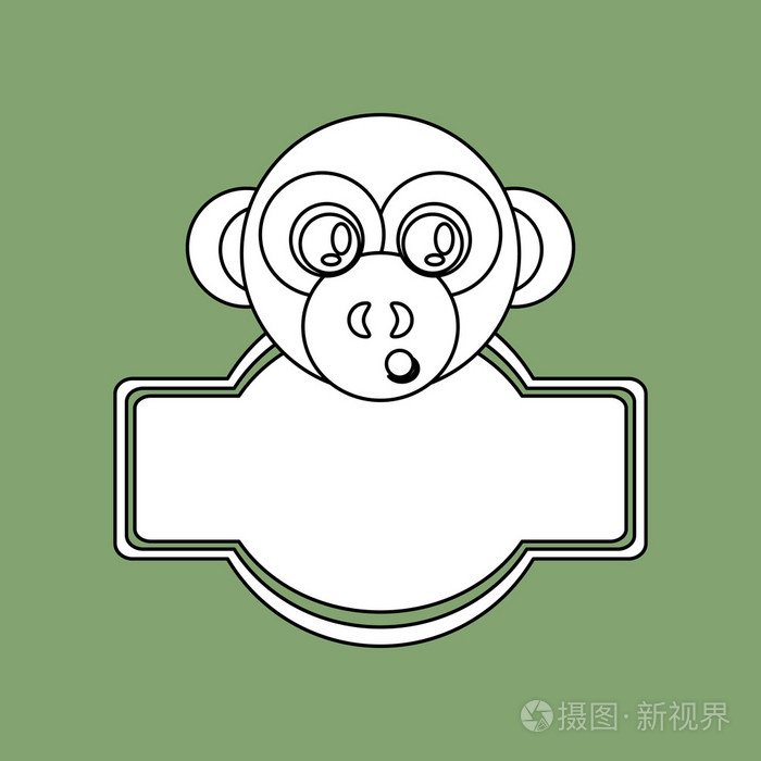 动物的设计。猴子的图标。孤立的插图，白色背景