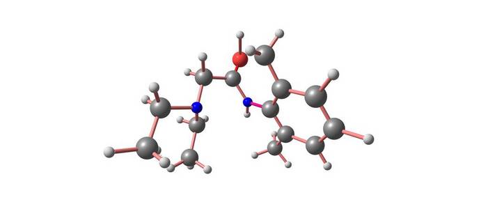 利多卡因分子结构上白色孤立