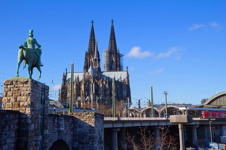 德国。科隆大教堂。它是最大的哥特式大教堂在德国, 在科教文组织的主持下并且是城市的标志